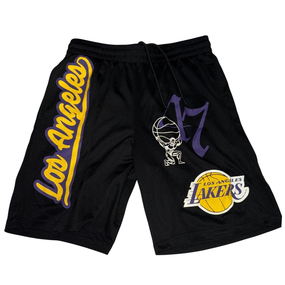NBA Los Angeles Lakers Mesh Basketball Shorts Large Black Purple Streetwear Gym